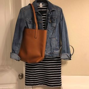 Short black and white striped dress